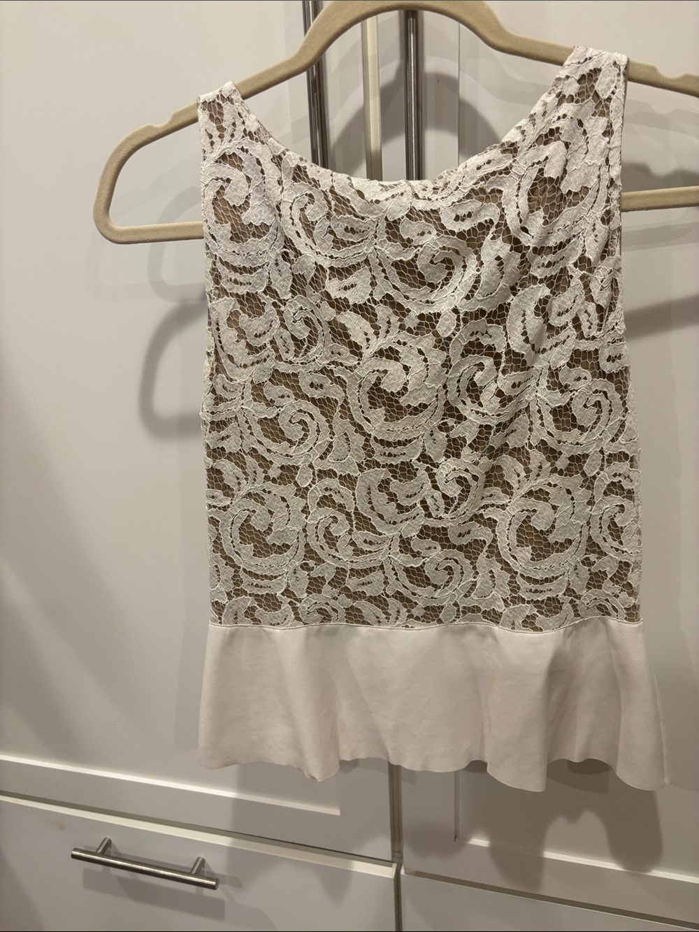 Bailey 44 Cream Lace Overlay Tank